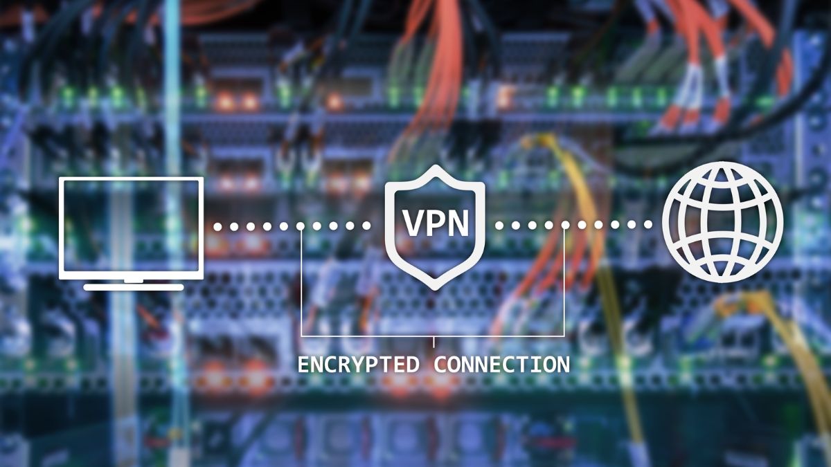 Obrázok znázorňuje pripojenie počítača cez VPN k internetu s šifrovaním.