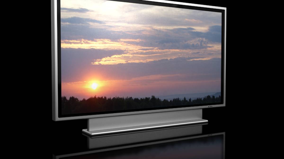 Plazmové TV zobrazuje západ slnka s bohatými farbami a kontrastom.