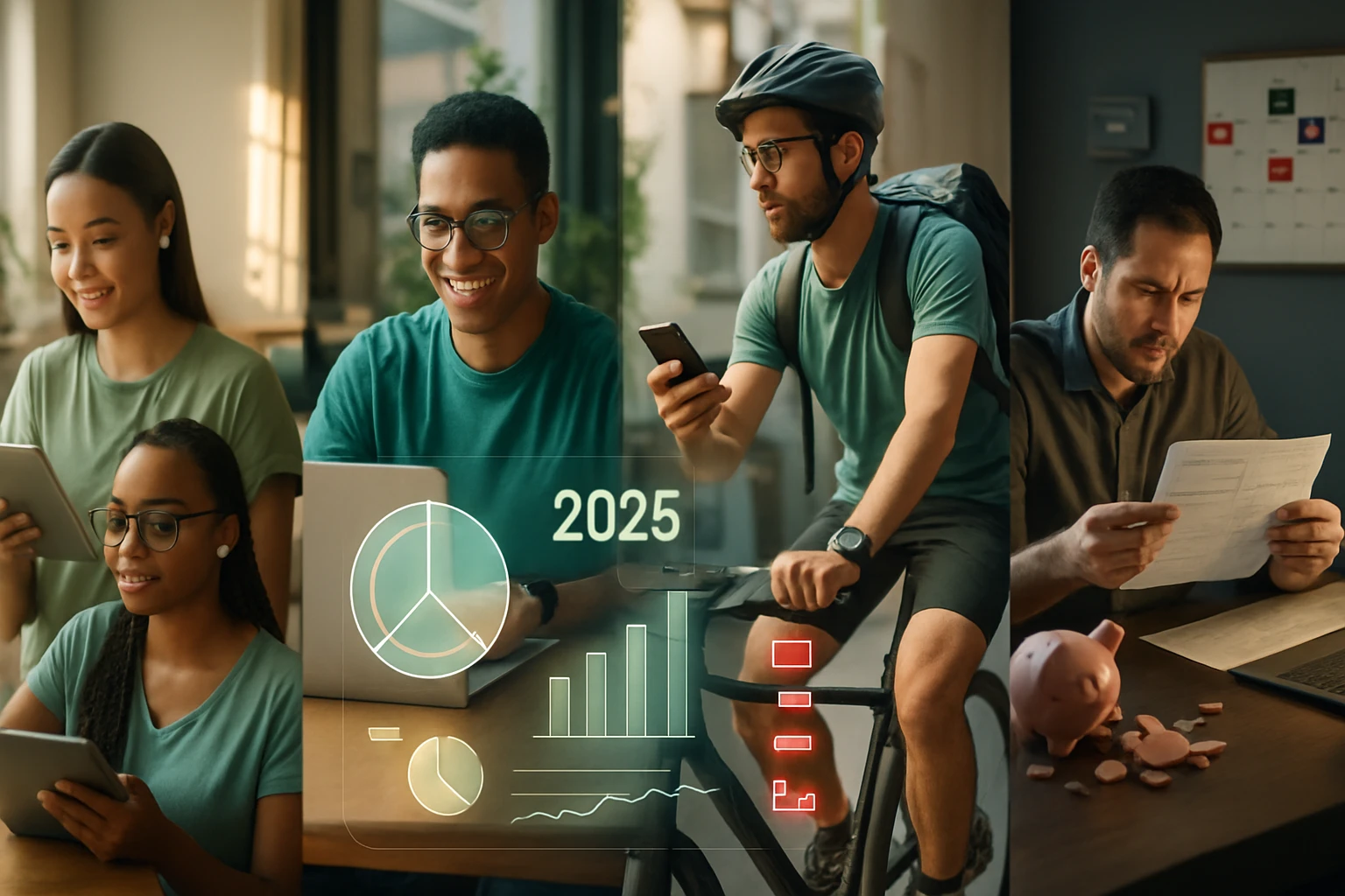 Skupina mladých ľudí pracuje na technológiach a plánuje budúcnosť v kancelárii.