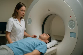 Skener a pacient v zdravotníckom prostredí