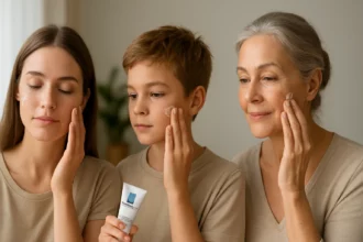 Rodina používajúca Cicaplast na obnovu pokožky všetkých vekových kategórií.