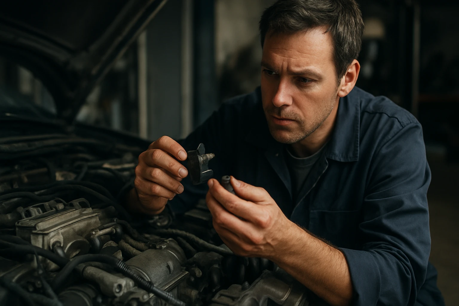 Mechanik kontroluje ventil N75 pri oprave motora