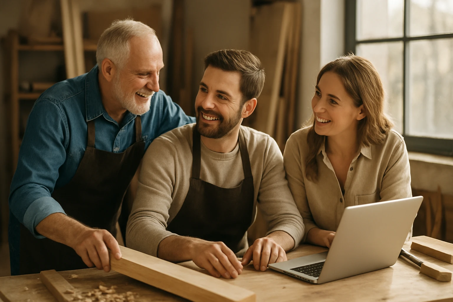 Rodinný podnik s členmi rodiny pracujúcimi spolu v dielni