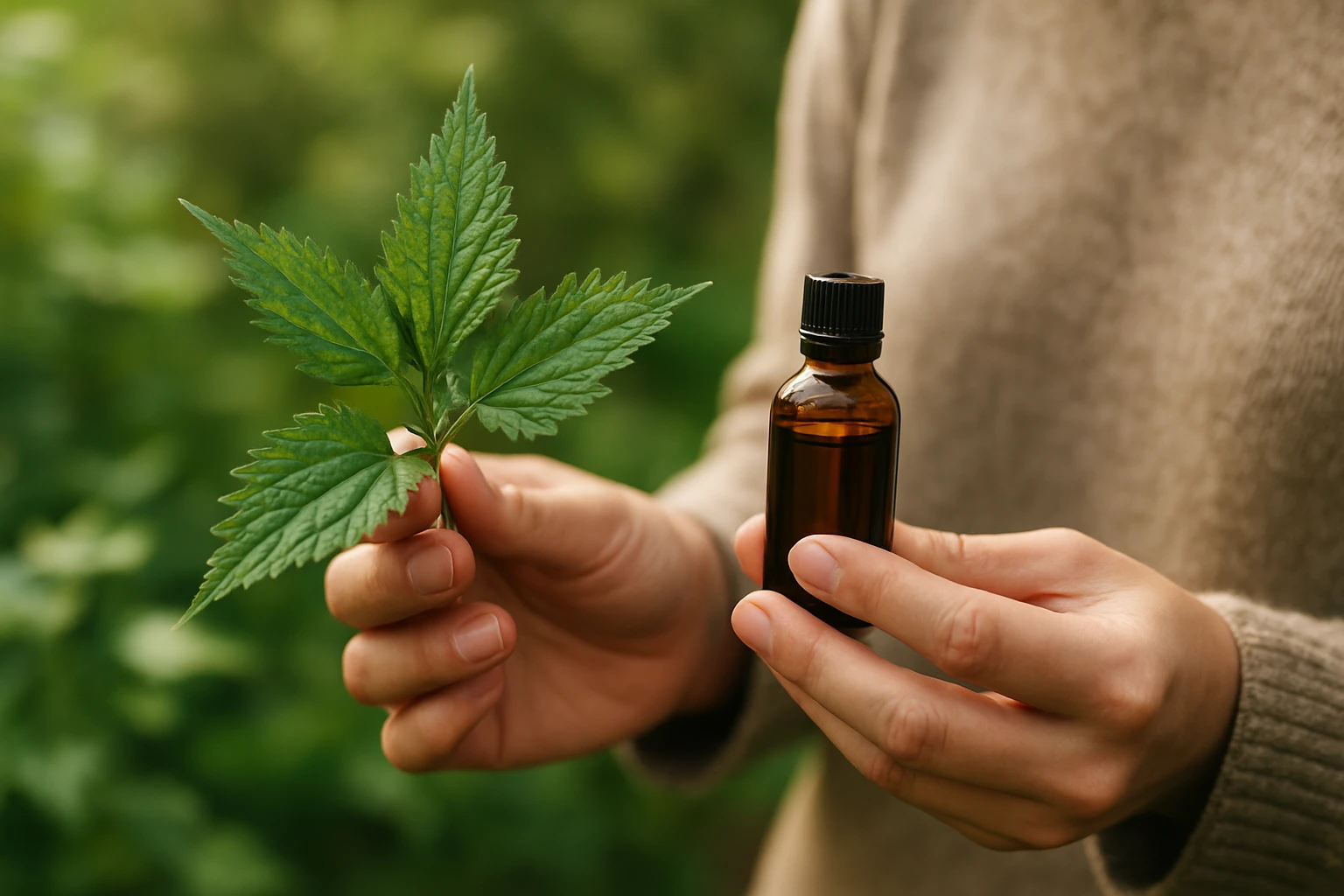 Žihľavové listy a tinktúra v prírode pre zdravie a imunitu.