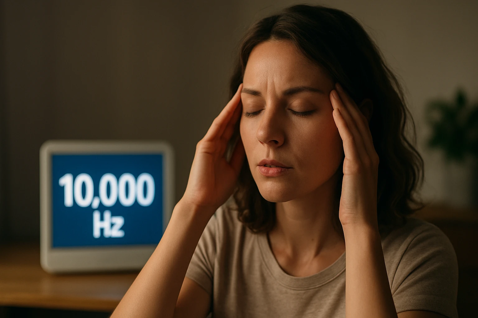 Žena s bolestivou reakciou na frekvenciu 10 000 Hz