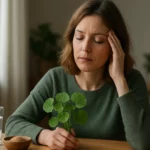 Žena s Gotu Kolou zameraná na zlepšenie duševného zdravia