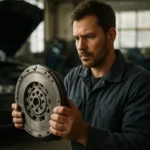 Mechanik skúma dvojhmotový zotrvačník v dielni.