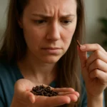 Žena skúma klinčeky, vážna reakcia na bylinkové liečivá