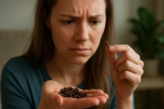 Žena skúma klinčeky, vážna reakcia na bylinkové liečivá