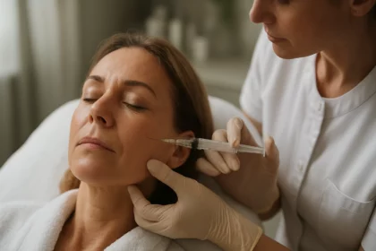 Žena podstupujúca mezoterapiu pre omladenie pleti a obnovu pokožky.
