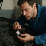 Mechanik kontroluje predrezistor ventilátora chladiča v automobile