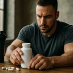 Muž zvažuje užitie L-tyrozínu ako doplnku stravy na zvýšenie výkonu.