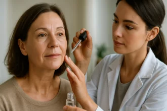 Aesthetic treatment session featuring Argirelox for wrinkle reduction.