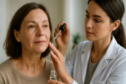 Aesthetic treatment session featuring Argirelox for wrinkle reduction.