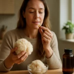 Žena užíva koralovec ježovitý pre jeho zdravotné prínosy.