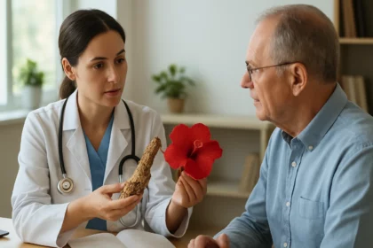 Lekár diskutuje o liečivých účinkoch ibišteka s pacientom