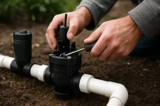Montáž magnetického ventilu Hunter PGV pre automatické zavlažovanie.