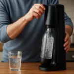 Osoba používa ručné sýtenie sady na bublinkové nápoje