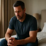 Muž premýšľajúci o vplyve testosterónu na zdravie.