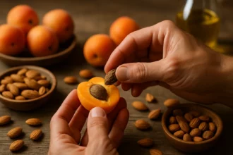 Ručné rozkrojenie marhule a zber jadra