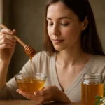 Žena s agátovým medom, ktorý má liečivé účinky a antioxidanty.