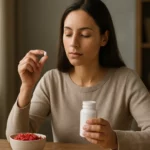 Žena užívajúca Lycium Plus doplnok s goji bobuľami