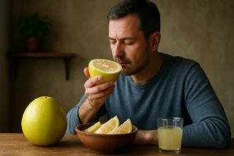 Muž vychutnáva pomelo a jeho výhody pre zdravie