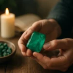 Smaragd v ruke, symbol múdrosti a liečivých účinkov.