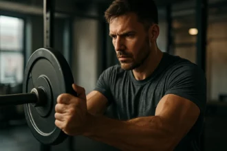 Muž cvičiaci s hmotnosťou na posilnenie úchopu