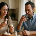 Žena a muž skúmajú cesnak a zvažujú jeho účinky na zdravie.