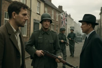 Ukážka nemeckej okupácie na Britských ostrovoch v historickej dramatike.