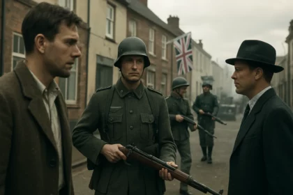 Ukážka nemeckej okupácie na Britských ostrovoch v historickej dramatike.