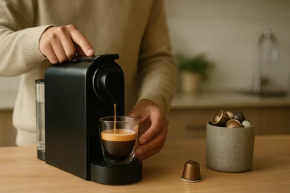 Príprava kávy pomocou Nespresso kávovaru v domácom prostredí