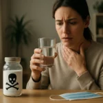 Žena s pohárom vody, obáva sa rizika otravy arzénom