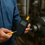 Merač teploty a termočlánok v priemyselnom prostredí.