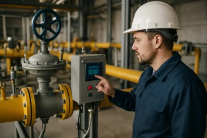 Technik nastavuje redukciu tlaku zemného plynu v systéme