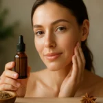 Žena s anízovým olejom, prírodné lieky na krásu pleti.