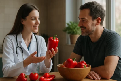 Lekárka hovorí o pozitívnych účinkoch papriky s klientom.