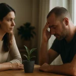 Rozhovor o životných výzvach a osobnom rozvoji pri stole.