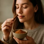 Žena vychutnávajúca si škoricu na podporu zdravia