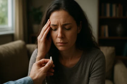 Žena s psychickými problémami dostáva antipsychotikum