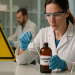 Zamestnankyňa laboratória s kyselinou chlorovodíkovou