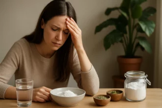 Žena s ťažkosťami pri konzumácii guarovej gumy
