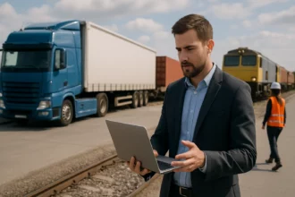 Manažér kombinovanej dopravy so zariadením pri železnici a kamióne