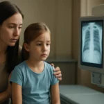 Matka s dieťaťom pri röntgenovom vyšetrení, starostlivosť o zdravie detí