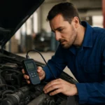 Mechanik diagnostikuje motor s použitím snímača klepania.