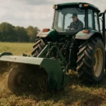 Traktor so štiepeným kotúčom na spracovanie pôdy na poli