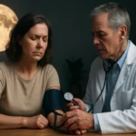 Lekár meriaca krvný tlak ženy pod splnom.