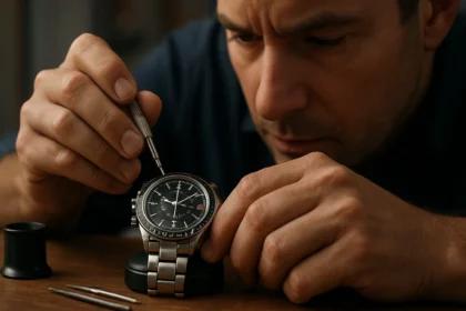 Oprava náramkového hodiniek s chronografom a presným meraním času.