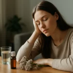 Žena s valeriánou na stole, relaxuje, upokojuje myseľ